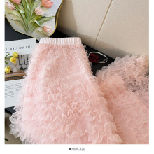 网纱半身裙女高腰蛋糕裙中长款仙女2025新款多层蛋糕裙小个子纱裙