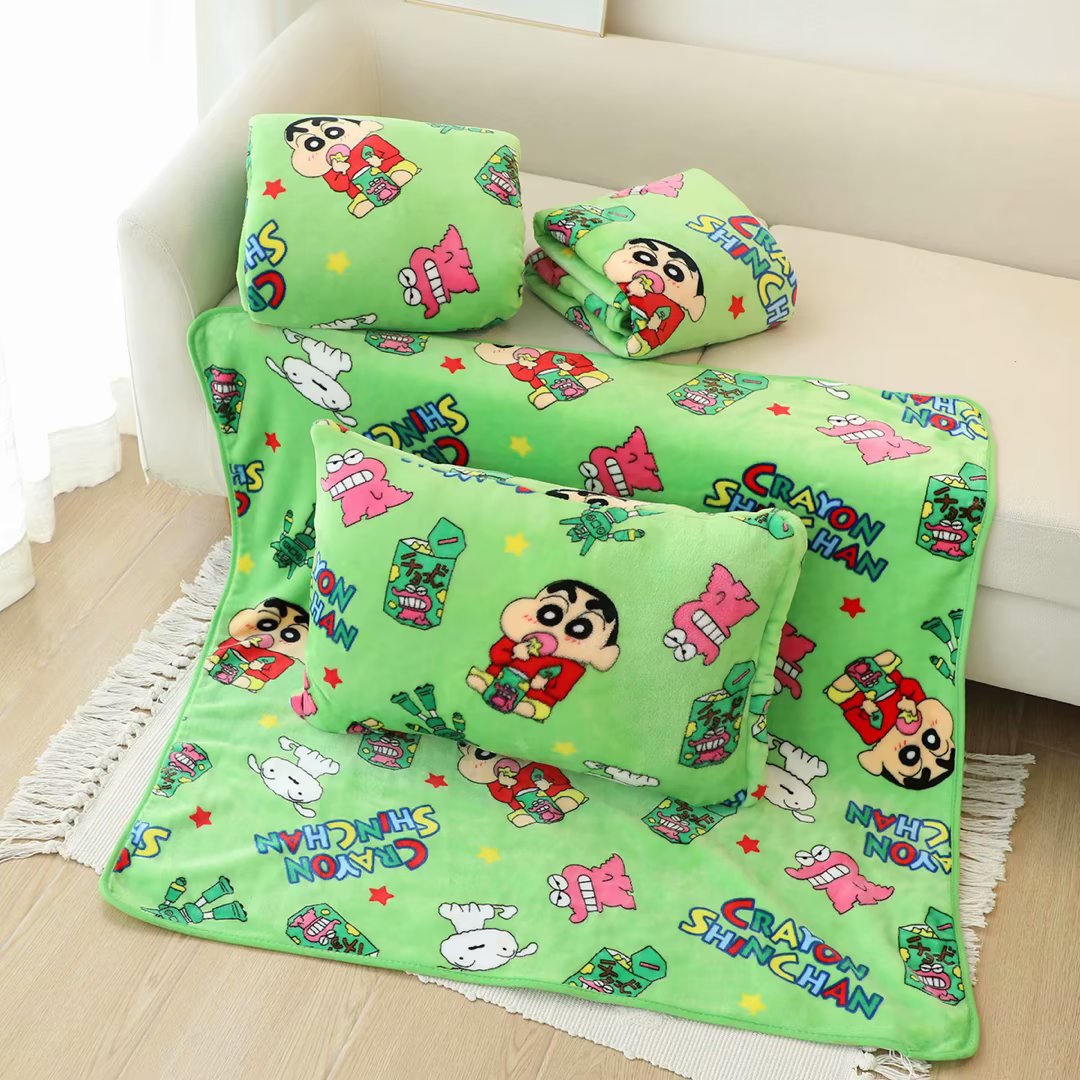 可爱卡通小新印花毛毯办公室午睡空调盖毯披肩学生宿舍枕套床单被