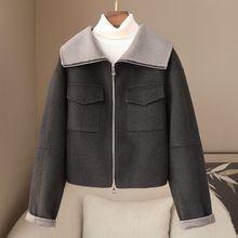 少量服饰春季30骆驼绒双面呢短款外套2025新品小个子毛呢大衣女