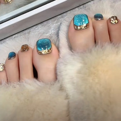 Luxury Family Heirloom Blue Crystal Cat Eye Nail Art Manicure Completion Handmade UV Nail Tips Wearable Nail Art