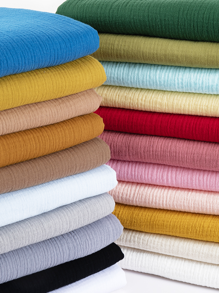 肌理双层纱布布料纯棉棉布服装面料白布连衣裙睡衣背景布