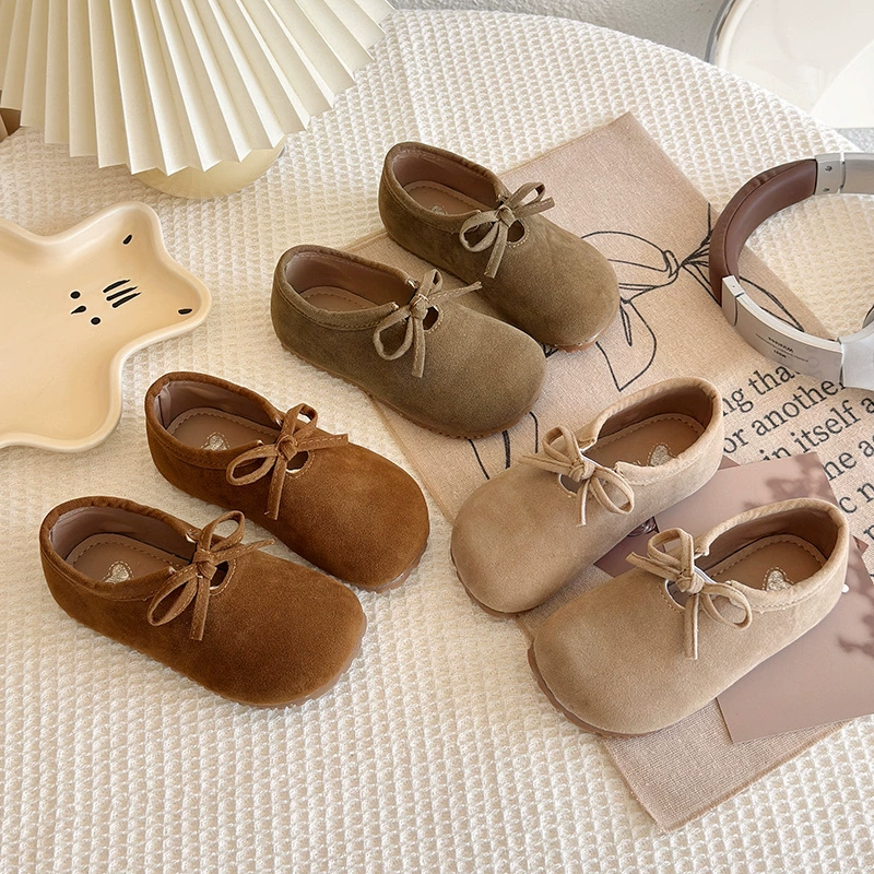 Девочка с бантом, легкий рот, одна педаль, обувь принцессы 2025 весна и осень новая детская мягкая подошва, одиночная обувь Birken Shoes