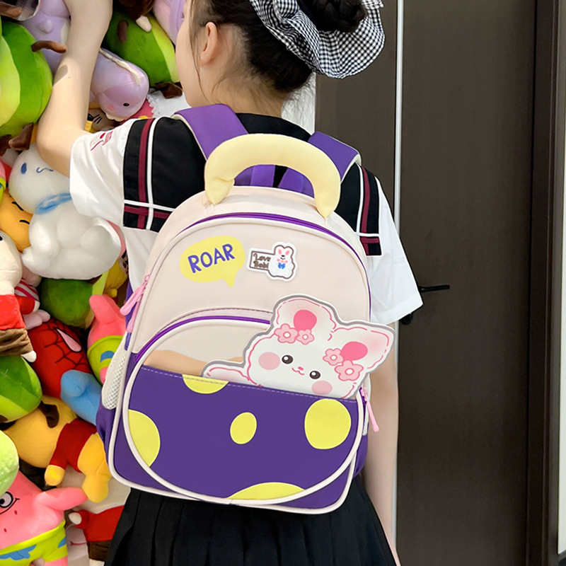 Bonita mochila de niña de conejo, jardín de infantes de dibujos animados, mochila para niños, mochila transpirable para niños