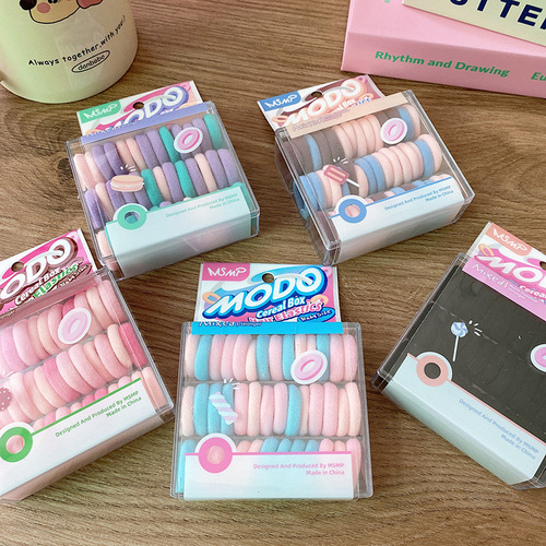 40 boxes of basic Macron color small children's finger hair ties towel rings versatile girls' hair accessories and headwear