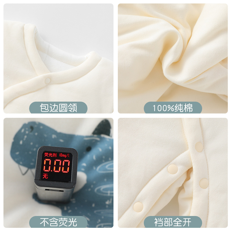 2024 ropa de otoño e invierno para bebés, dinosaurio de dibujos animados, acolchado de tres capas para bebés masculinos, una especie de chaqueta de algodón para recién nacidos