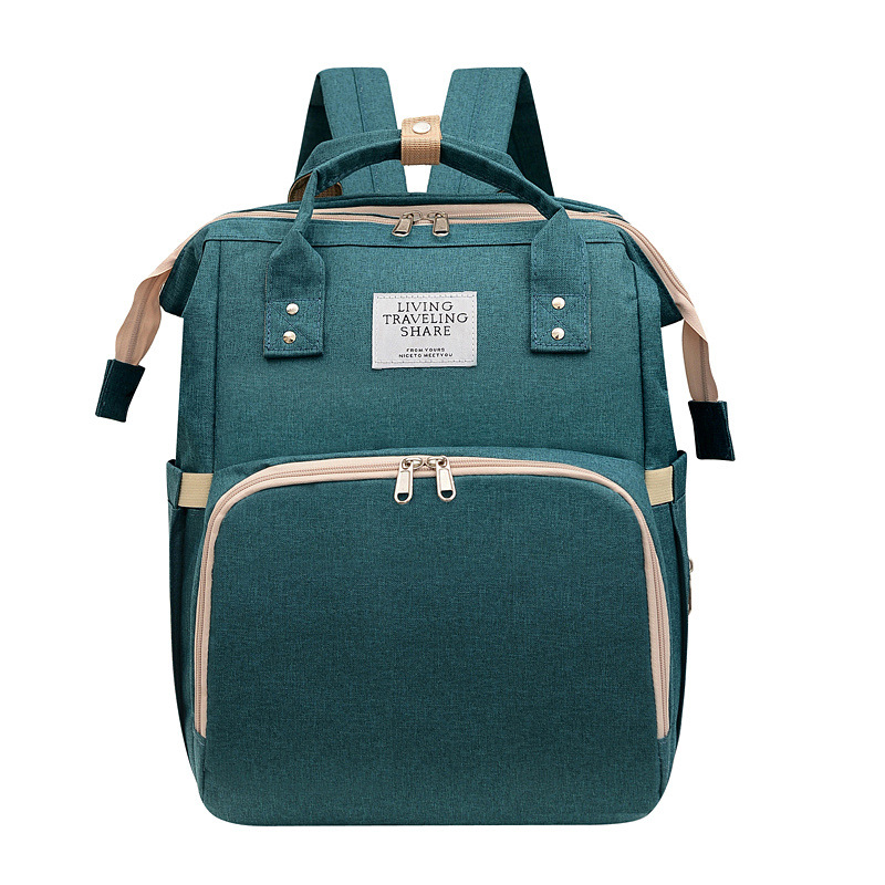 Mochila maternal multifuncional plegable con cuna y puerto USB, bolso de viaje de gran capacidad