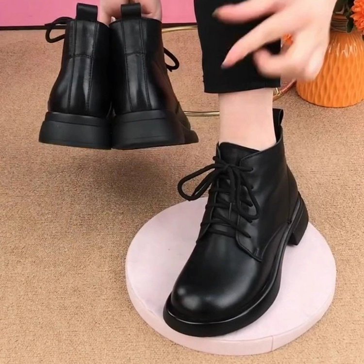 Cross-Border Flat Martin Boots, Soft-Soled British Style Spring and Autumn Single Boots, New Round-Toe Ankle Boots, Versatile Short Boots