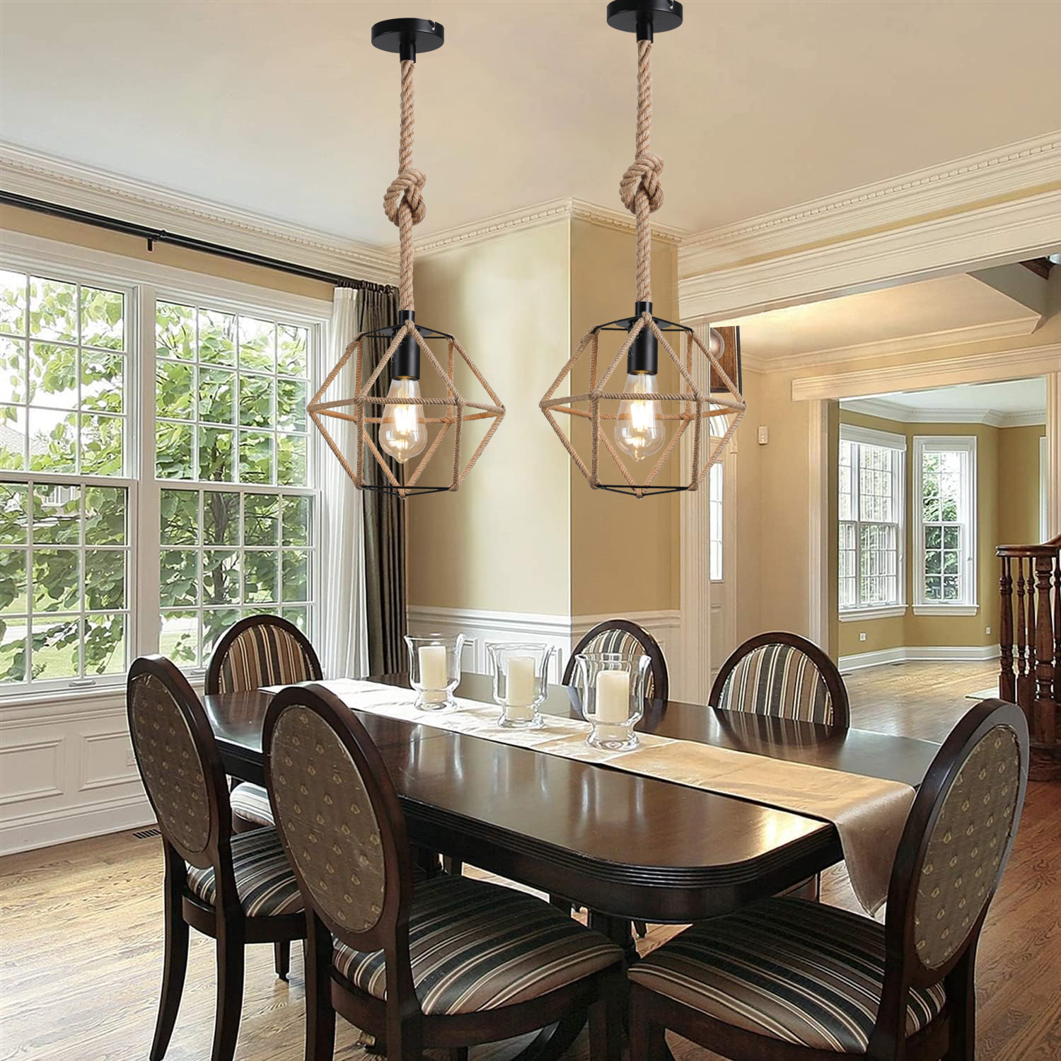 Exclusividad transfronteriza, estilo industrial retro, personalidad, restaurante, cafetería, tienda de té con leche, barra de bar, cuerda de cáñamo, candelabro creativo