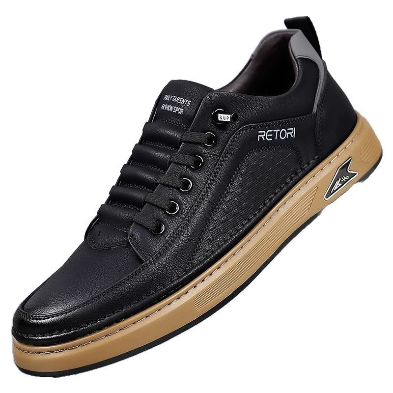 Sports breathable white shoes for leisure for leather shoes, 2025 years, trend of season, soft sole