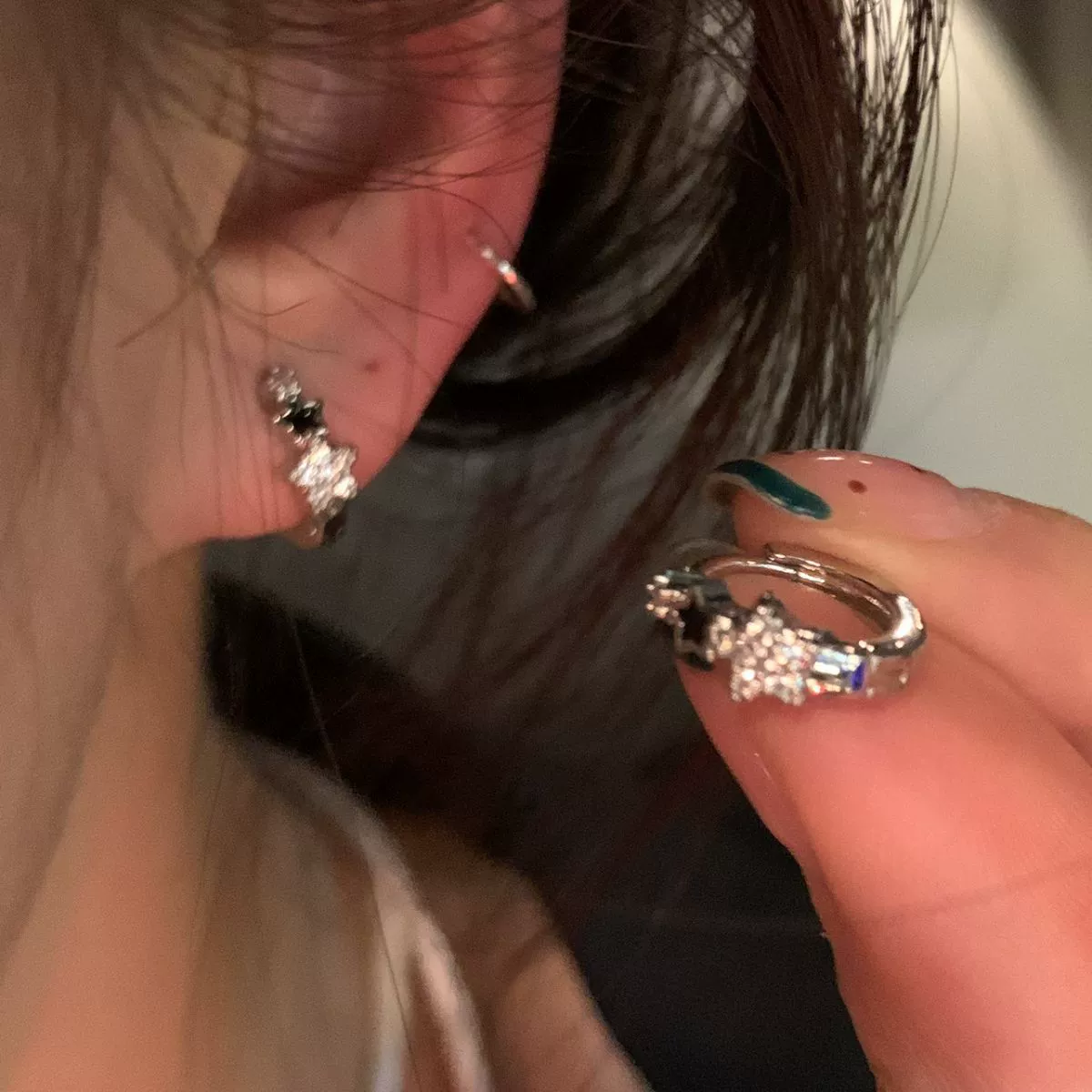 Серьги серебро 925, ретро маленькая звёздная модель с цирконием, лёгкий люксовый стиль