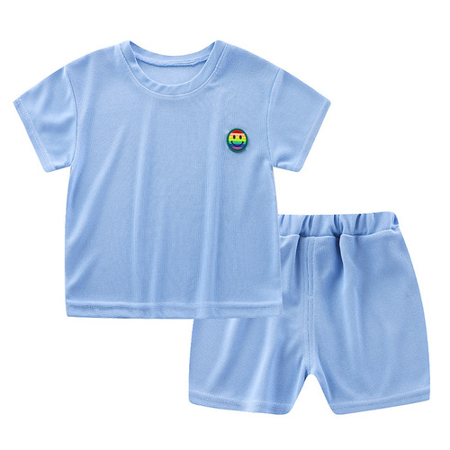 儿童短袖短裤夏款套装韩国男童洋气婴幼童小方格可居家外穿两件套