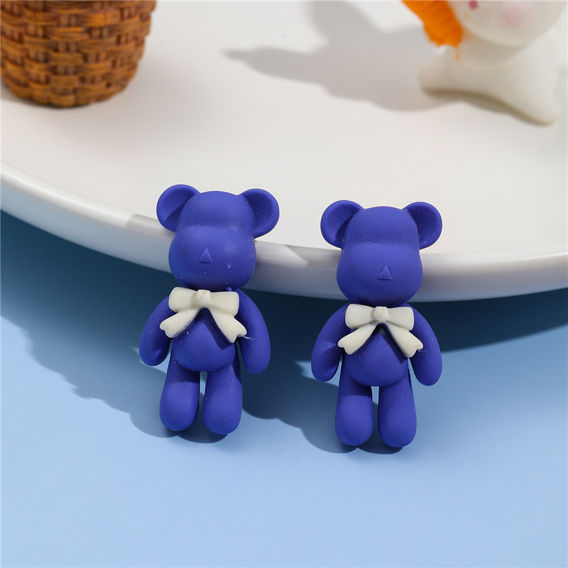 Cartoon Style Bear Resin Bowknot Kidu0027S Ear Studs 1 Pair