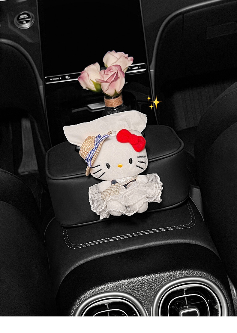 Cute Kitty Cat Car Tissue Box Car Armrest Box Paper Box Car Seat Back Tissue Bag Bag for Girls