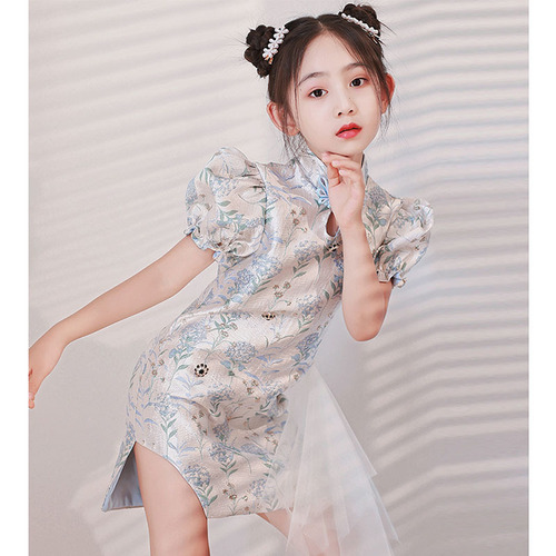 Chinese dress jazz model show cheongsam qipao for baby children catwalk models runway fashion show costume dress