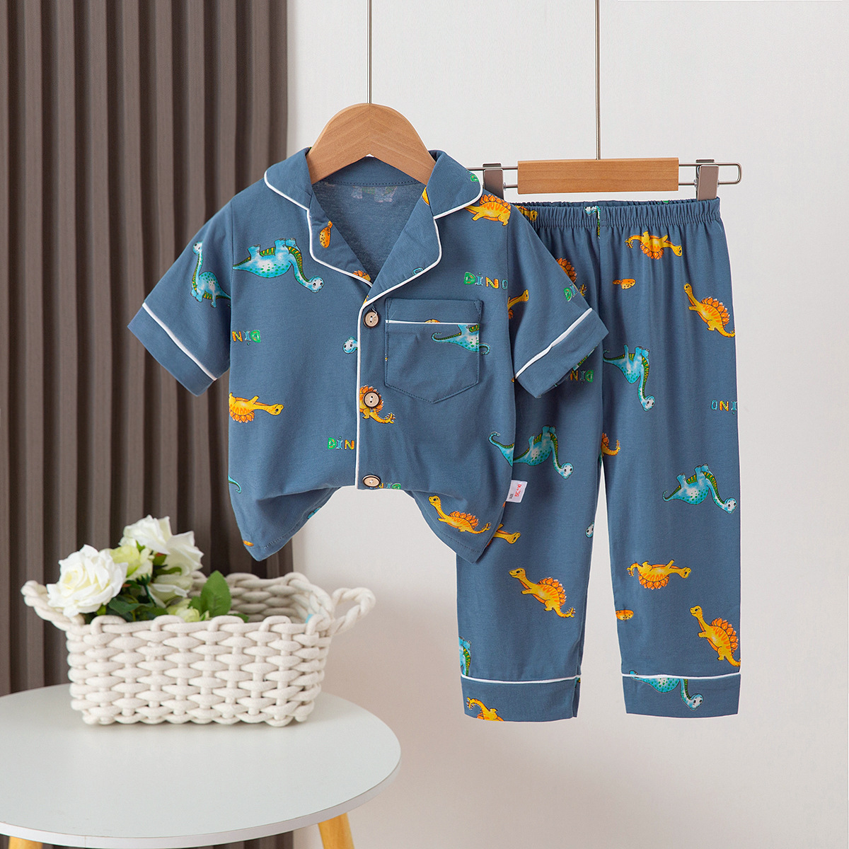 kids pajamas儿童开衫睡衣童装家居服套装秋季小童长袖空调服童装