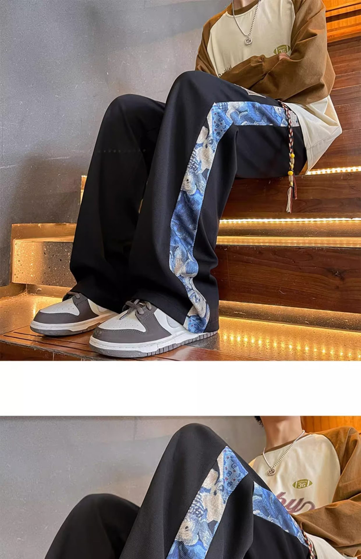 New Chinese style spring and autumn, new loose size men's wide straight leg sanitary pants, casual long pants for men_voghion.com