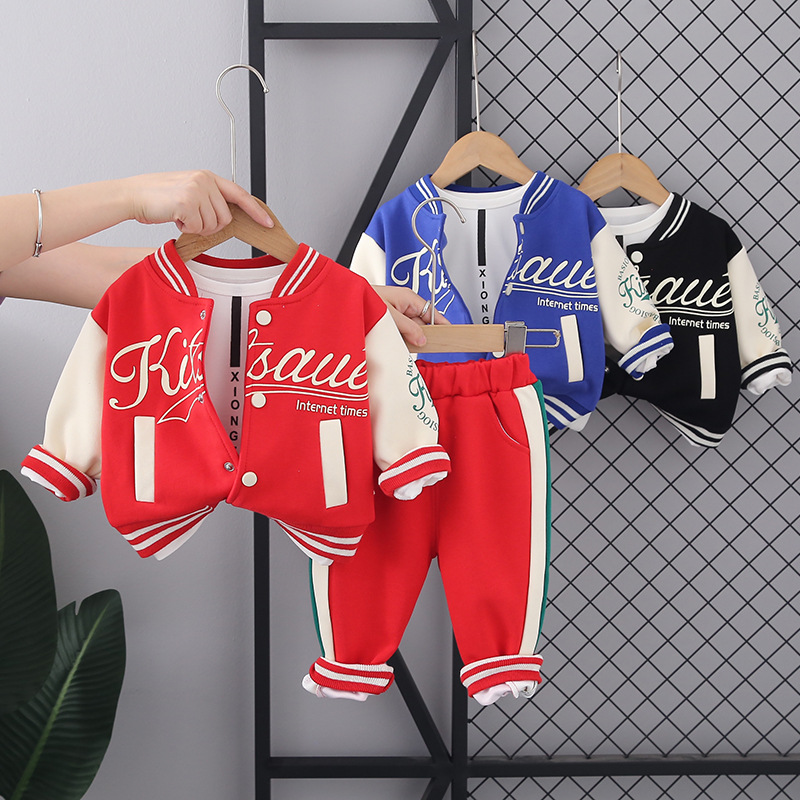 Kinder-Baseballanzug, Strickjacke, Herbst-Langarm-Freizeitsportbekleidung, Kinderkleidung, Baby-Set,_voghion.com