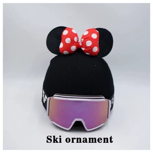 White Dot Minnie Ear Ski Hat Helmet Cover Plush Cute Snowboard