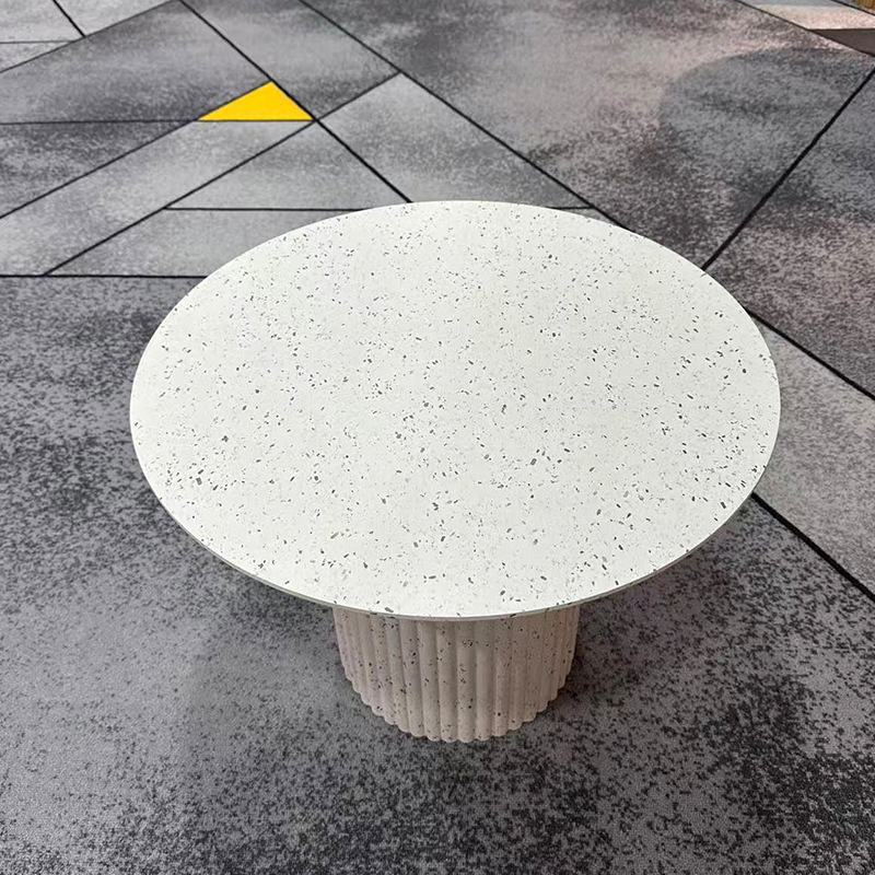 现代简约小户型餐桌罗马柱单脚奶油风茶几侘寂风创意圆形饭桌|undefined