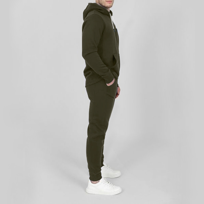 Autumn and Winter Sports Men's Fashion Casual Set Hooded Cardigan Coat Solid Color_voghion.com