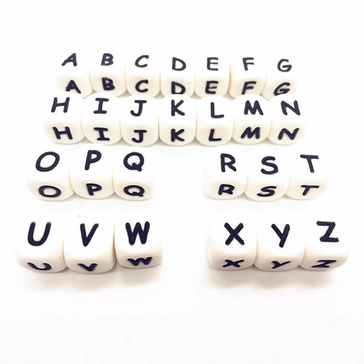 Силиконовый алфавит бусы 12 мм силиконовые бусы 26 шт английский алфавит бусы DIY детское имя соска цепи зубной клей аксессуары