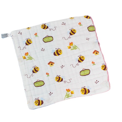 High-density cotton six-layer gauze square towel washed cotton pleated printed thickened water-absorbent soft baby saliva towel