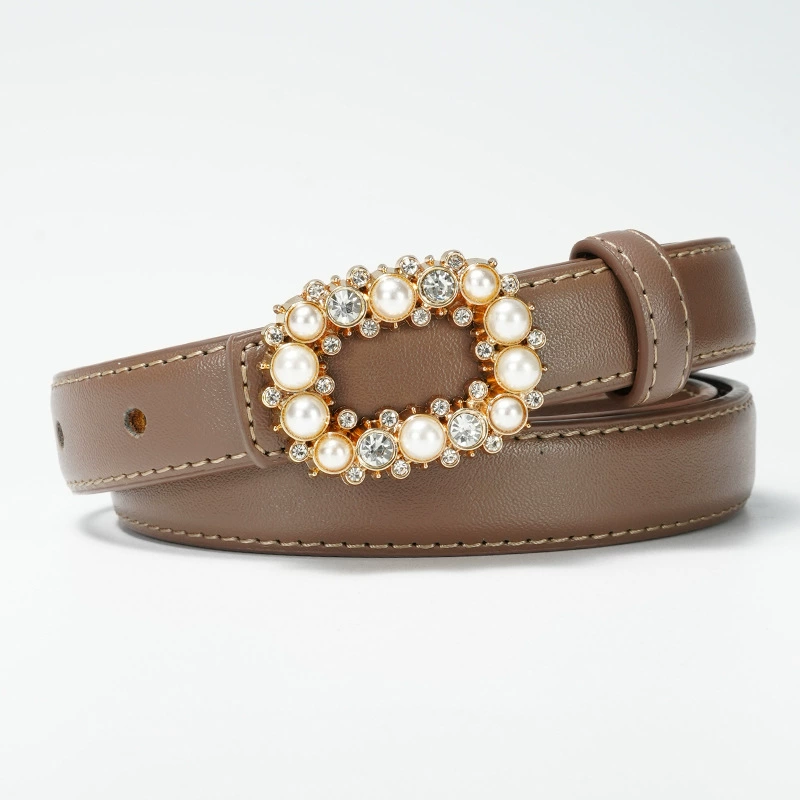 (Граница торговля), пояс, вставка из камня жемчуг, универсальная пряжка, натуральная кожа