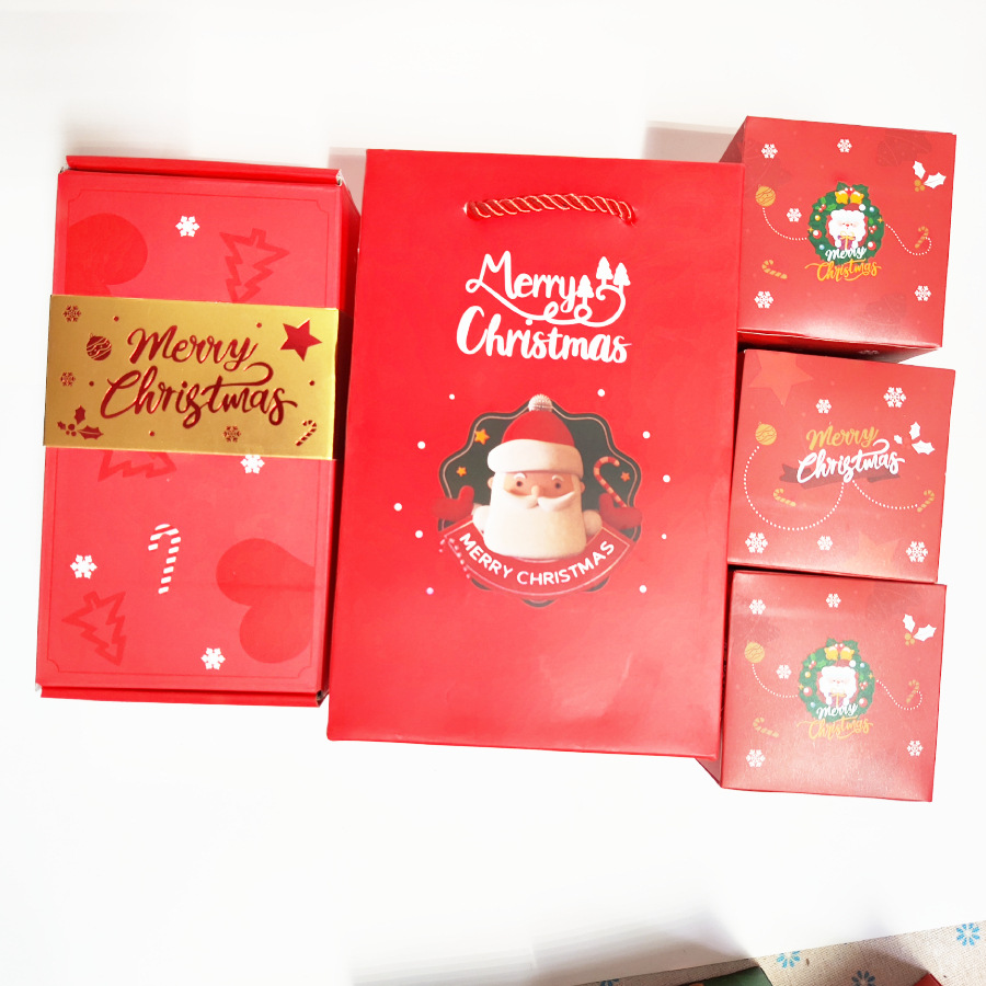 라이트 레드 크리스마스 메리 크리스마스, 바운스 박스 6개 + 선물 상자 + 선물 가방