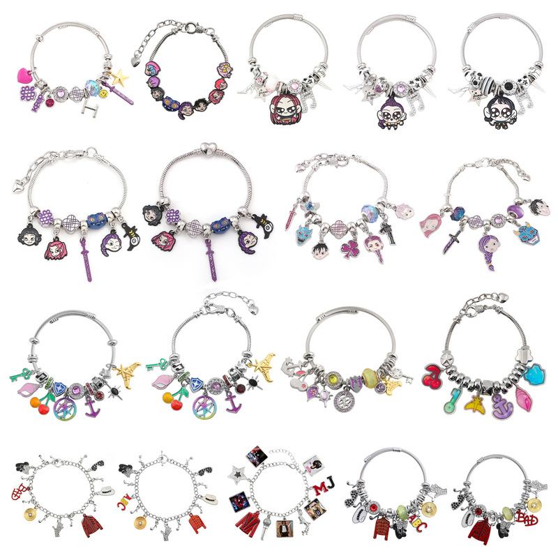 Cross-Border Supply Cartoon Animation K-Pop Hunter Girl Group Netflix Film and Television Peripherals Alloy Pendant DIY Bracelet Wholesale Cross-Border Supply Cartoon Animation K-Pop Hunter Girl Group Netflix Film and Television Peripherals Alloy Pendant DIY Bracelet Wholesale