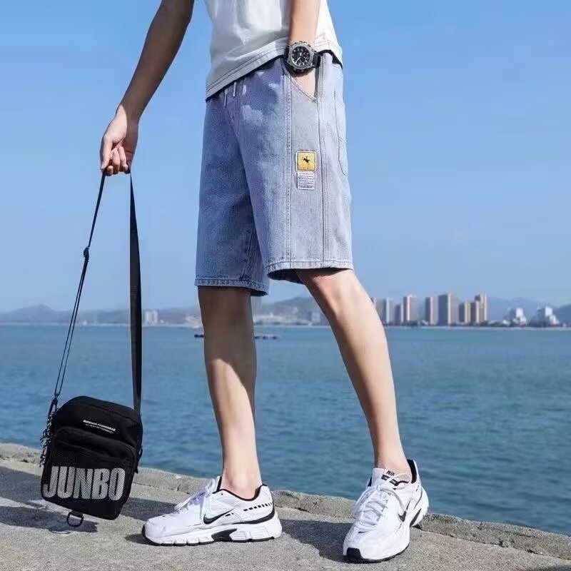 Pantalones vibe de la calle principal, ropa de moda para hombres, diseño de correas, jeans micro-up con cremallera, herramientas abiertas, pantalones de pierna recta