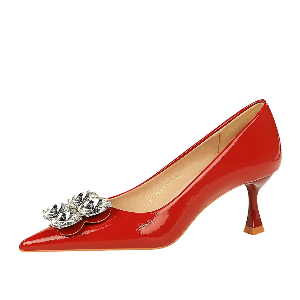 1961-K59 European And American Style Fashion Party Stiletto Shallow Mouth Patent Leather Rhinestone Pointed Toe High_vogvips.com