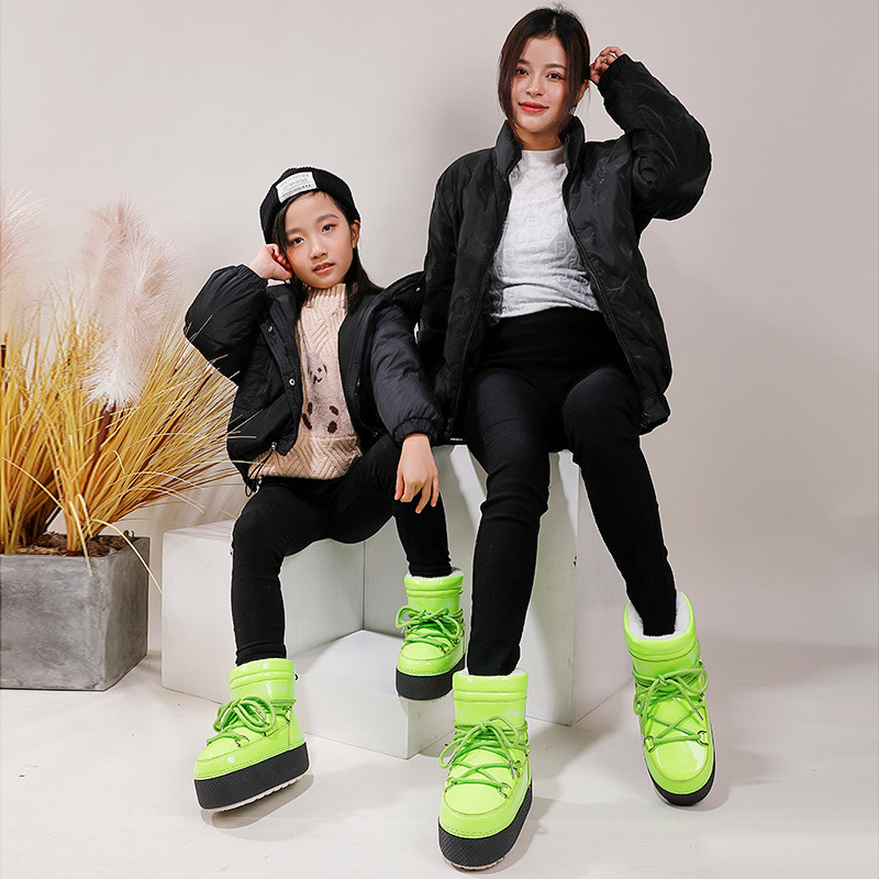 Botas de Nieve Media Caña para Mujer de Lana Artificial y TPR Impermeable Térmico Antideslizante para Esquí y Uso Diario image 4