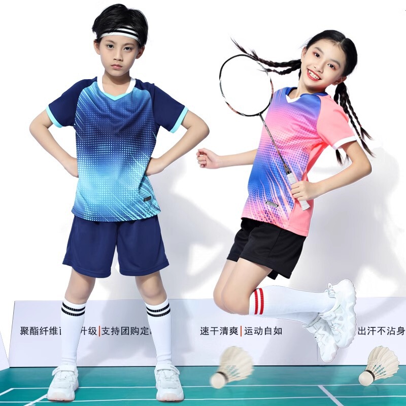 [Free Shipping] Children's Badminton Suit Boys' Quick-Drying Primary School Students' Skipping Rope Table Tennis Jersey Sportswear