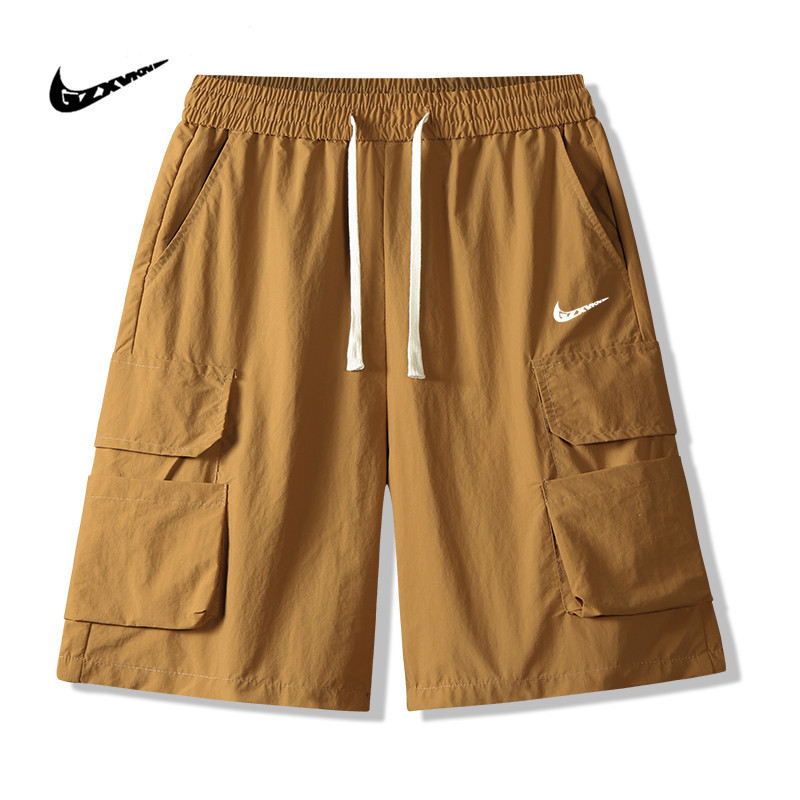 Men's Summer New Tooling Shorts Men's Five-point Pants Fashion Brand Sports Casual Loose Straight Ice Silk Quick-drying Shorts