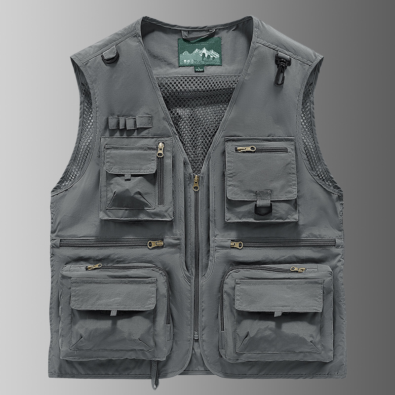 Photography workwear vest, bulk purchase with logo printing, multi-pocket mesh, for directors, reporters, advertising and media workers, men's work vest Photography workwear vest, bulk purchase with logo printing, multi-pocket mesh, for directors, reporters, advertising and media workers, men's work vest