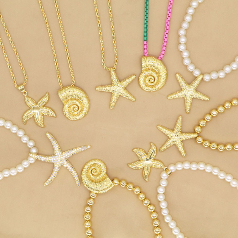 26g Weight Lobster Trigger Clasp Closure Clasp Closure Type Copper Pendant Material Pendant Necklace Classification Copper Chain Material Beaded Chain Chain Type 1 Piece Quantity Holiday, Daily Occasion Resin, Copper Material Starfish, Conch Pattern All Seasons Season Unisex Gender Basic, Beach Style Basic Beach Starfish Conch Resin Copper Beaded Chain Lobster Trigger Clasp Closure Pendant Necklaces Wholesale 1