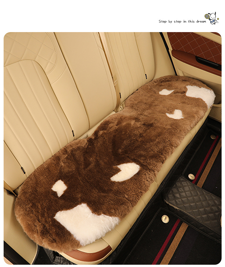 Pure wool car cushion single piece winter fur integrated three-piece car cushion warm plush seat cushion rear row strip