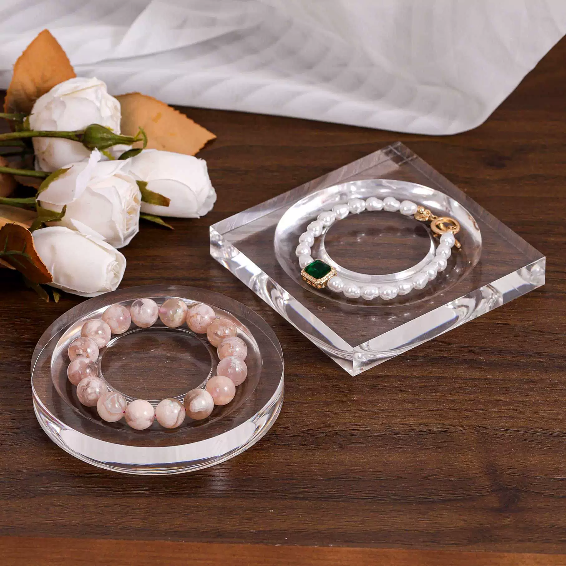 Прозрачный акриловый браслет, поднос для браслета, подставка для браслета, дизайн из бисера, поднос для браслета, украшения