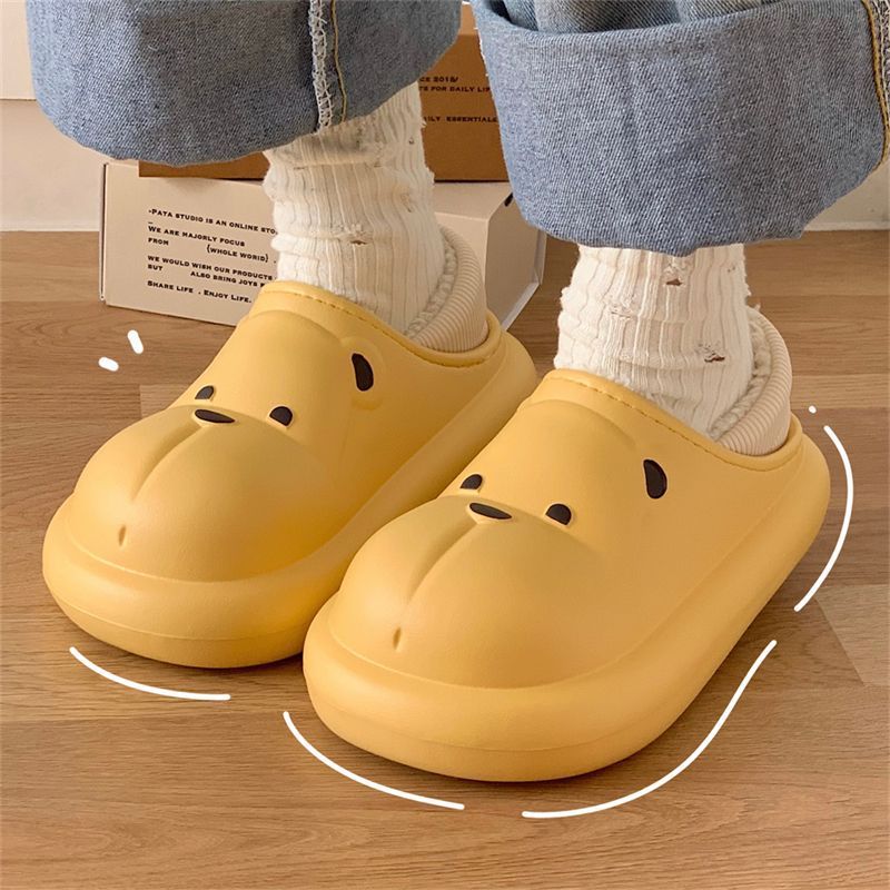 Zapatillas de algodón impermeables para mujeres invierno hogar interior cálido felpa de suela gruesa antideslizante al aire libre zapatos acolchados de algodón para hombres