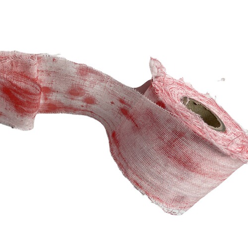 Halloween costume props, bloody bandages, haunted house, escape room decoration, zombie wound bandaging.