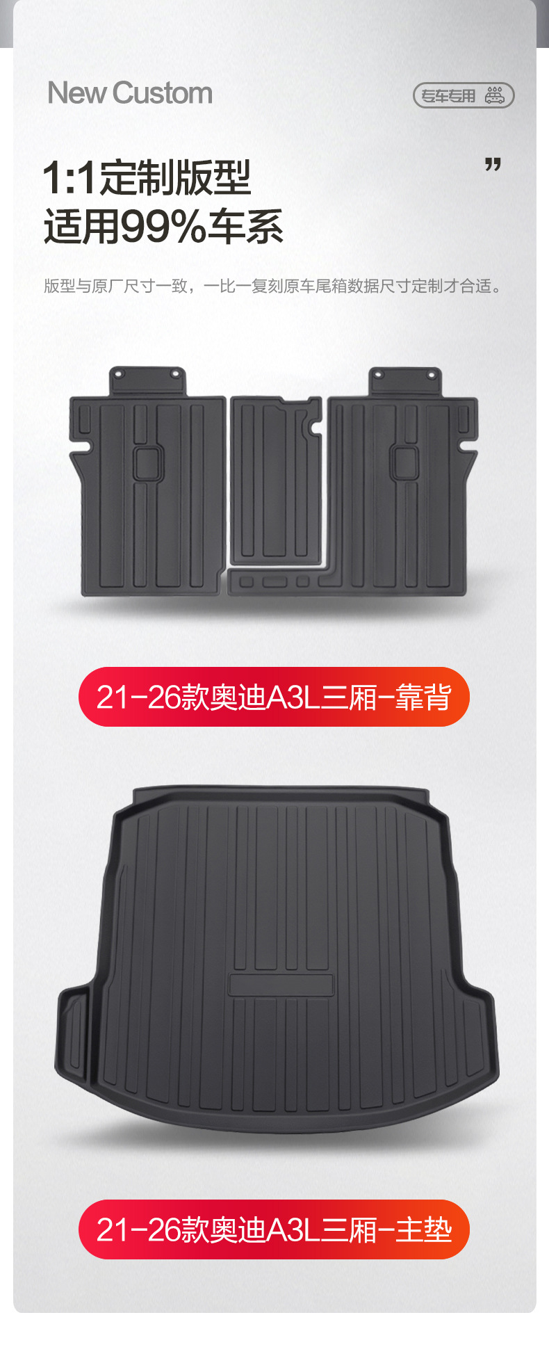 SuitAbLe for Audi A3 Trunk MAt CAr SuppLies A3L SedAn CAr Interior ModificAtion Accessories HAtchbAck Trunk MAt