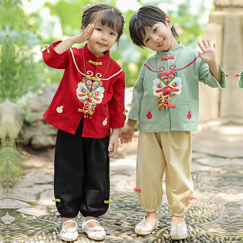 Children's performance costumes Hanfu autumn set first birthday dress for boys and girls  new style ancient style Tang suit spring and autumn style 