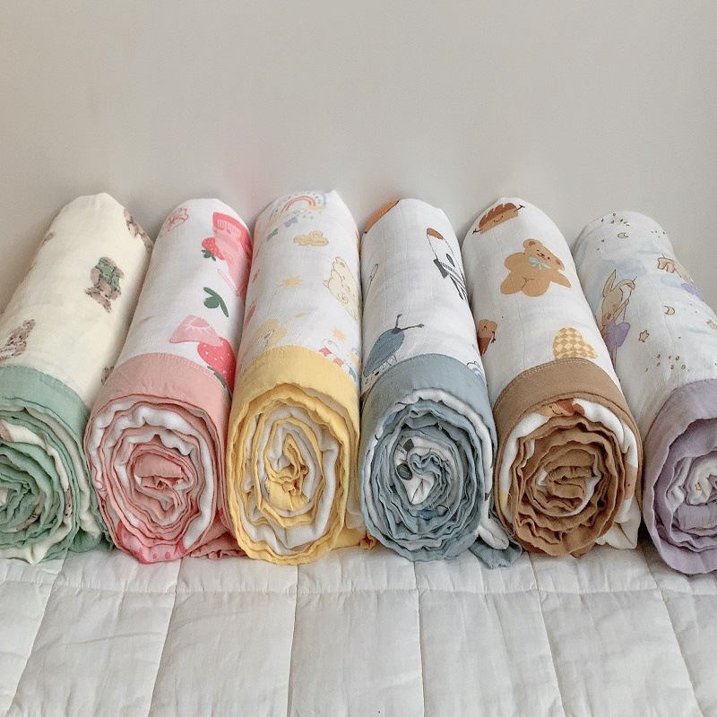 Spring and Summer 2024 New Class A Four-layer Bamboo Cotton Cover Blanket Baby Wrapping Towel Baby Bath Towel Bath Towel Kindergarten Cover