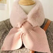 韩版仿毛毛绒獭兔毛围脖冬季时尚保暖毛领子套头百搭交叉围巾
