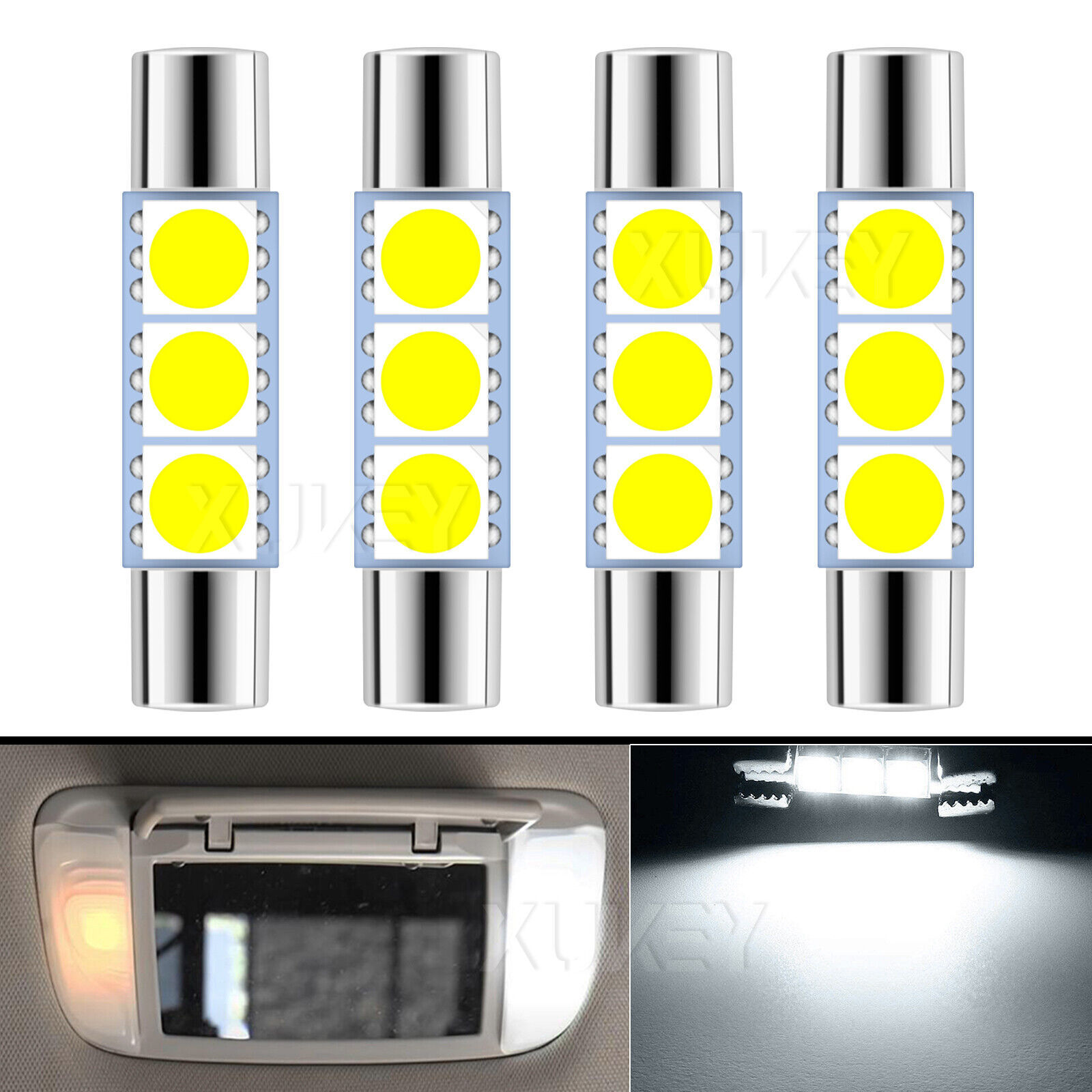 Automóvil LED maquillaje espejo luz de fusible doble punta 29mm luz de lectura reforma luz interior 6614F luz image 6