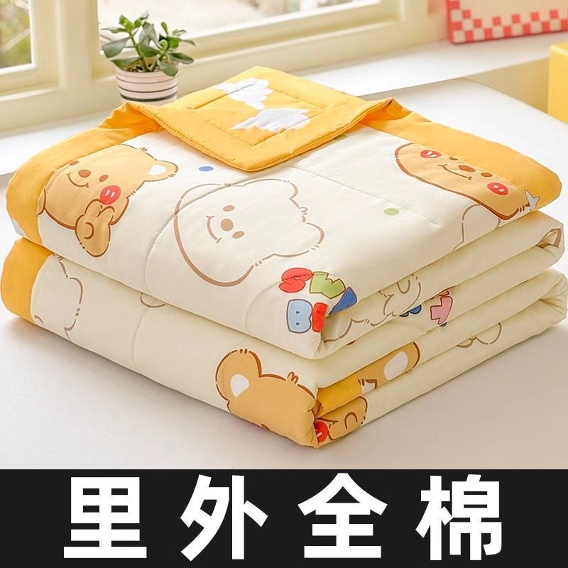 Edredón fresco de verano de algodón edredón de verano para niños edredón de aire acondicionado lavable a máquina bebé de jardín de infantes edredón fino de verano individual