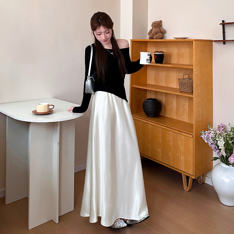 Ice Silk Cool Acetic Acid Satin Skirt Women's Spring and Summer New High-end Elegant Hip Fishtail Skirt Long