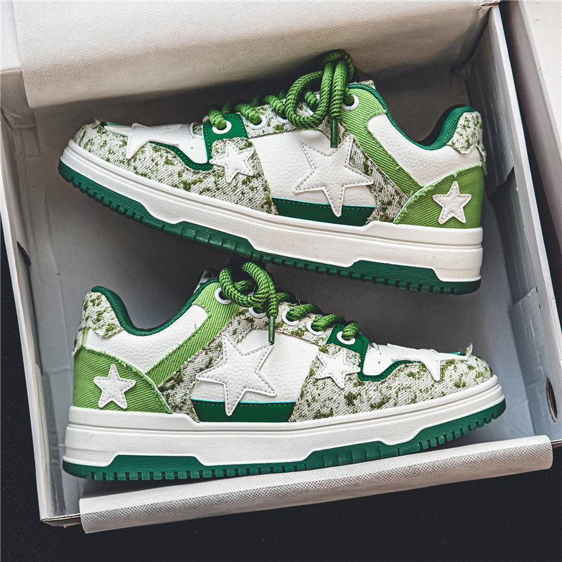 Scarpe casual uomo stelle low top allacciate stile coreano_voghion.com