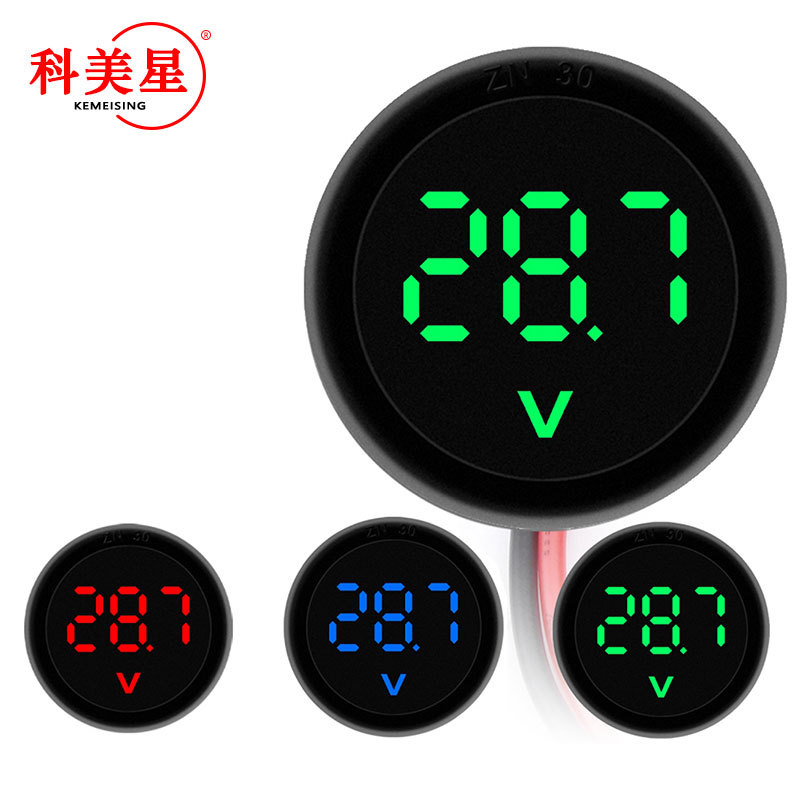 DC4-100V两线圆形直流数字电压表头 显示器反接保护 LED数显表头