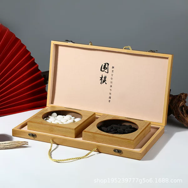 Bamboo pattern Go board Gobang imitation bamboo pattern storage wooden box portable Chinese Go wooden storage box bamboo box wholesale